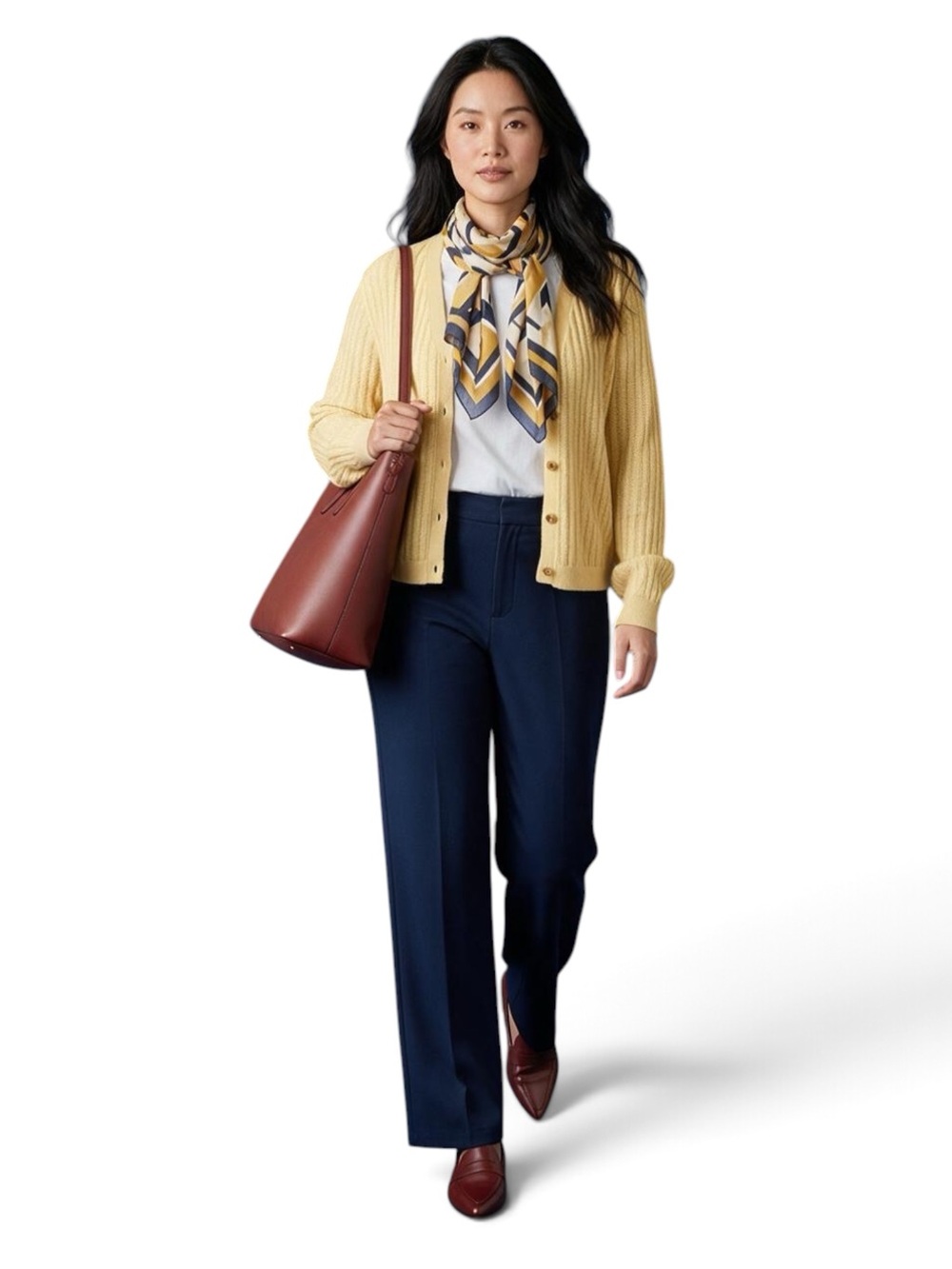 GAP Yellow Textured V-Neck Button Cardigan - Picture 6 of 7